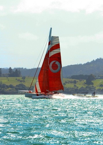 TeamVodafoneSailing finishes the 2012 Coastal Classic in Russell, sailing at 25kts © Steve Western www.kingfishercharters.co.nz